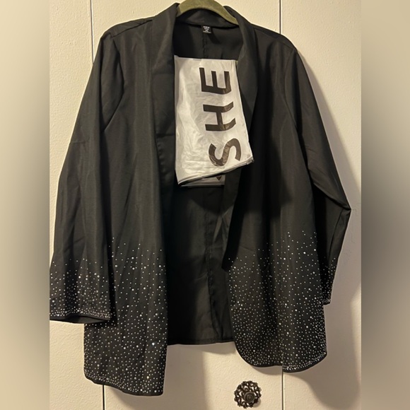🆕 SHEIN Black Studded Women's Blazer (Size 1X) NIB - Picture 1 of 5